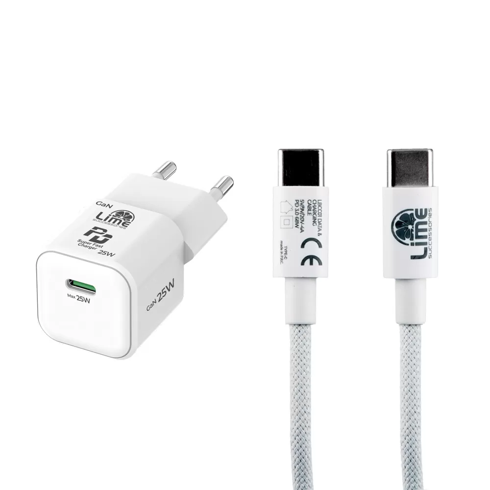 LIME TYPE C MINI GAN PD 3.0 SUPER FAST TRAVEL LGC25W 5V 4.0A/ 9V 2.77A 25W+ BRAIDED ΦΟΡΤΙΣΗΣ-DATA LBCC01 TYPE C TO TYPE C 68W - Image 14