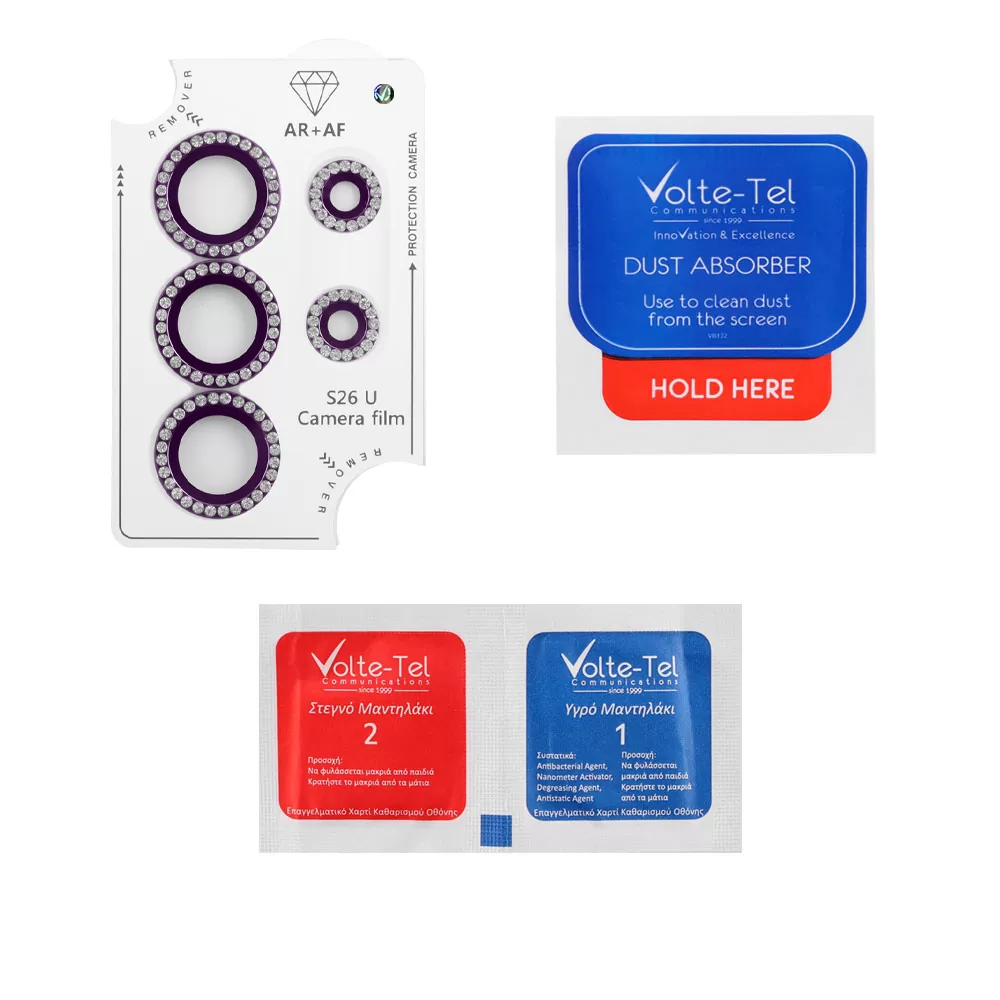 VOLTE-TEL CAMERA GLASS COVER SAMSUNG S26 ULTRA 5G 6.9in 9H 0.33MM EASY APPLICATION WITH STRASS DARK PURPLE - Image 3