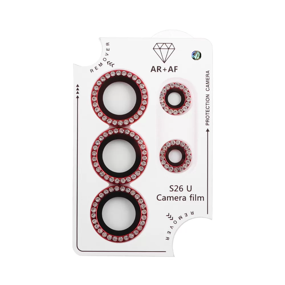 VOLTE-TEL CAMERA GLASS COVER SAMSUNG S26 ULTRA 5G 6.9in 9H 0.33MM EASY APPLICATION WITH STRASS RED - Image 4