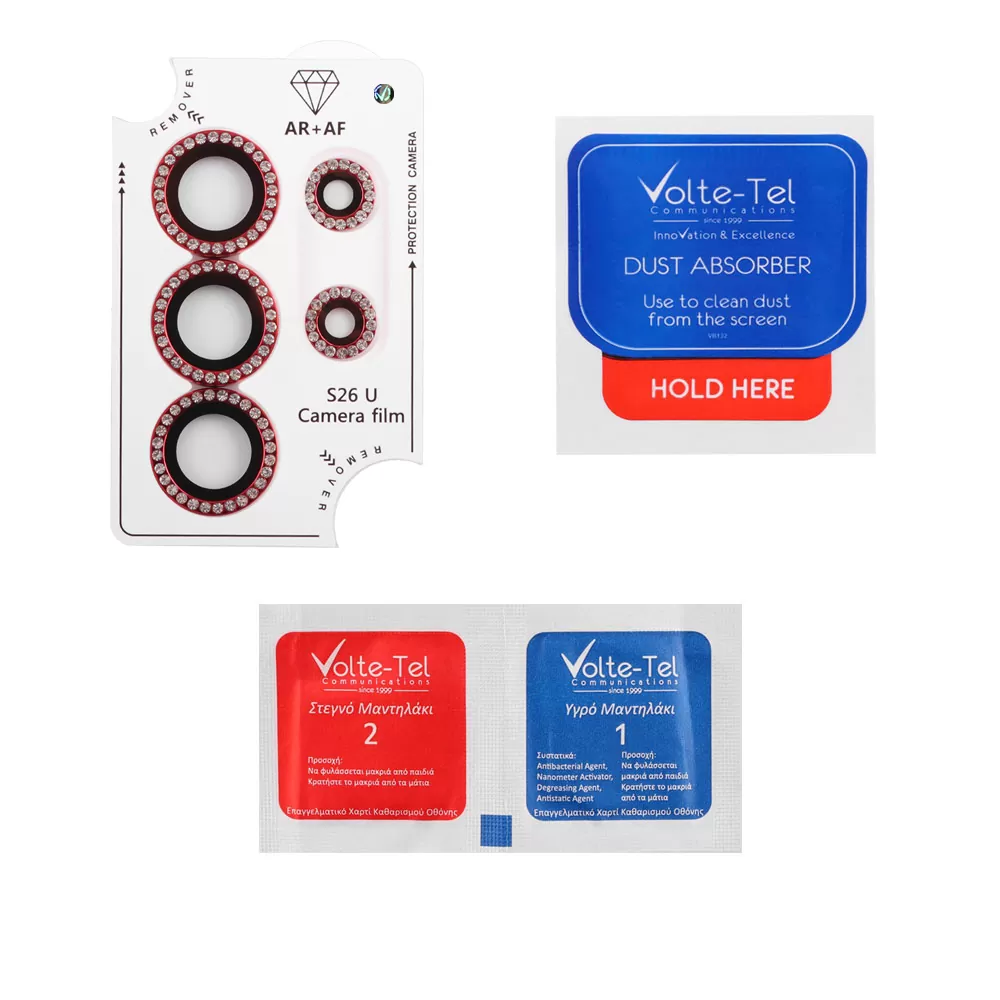 VOLTE-TEL CAMERA GLASS COVER SAMSUNG S26 ULTRA 5G 6.9in 9H 0.33MM EASY APPLICATION WITH STRASS RED - Image 3