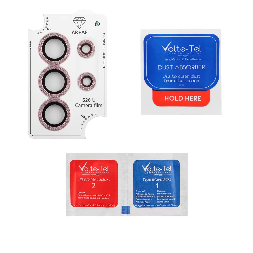 VOLTE-TEL CAMERA GLASS COVER SAMSUNG S26 ULTRA 5G 6.9in 9H 0.33MM EASY APPLICATION WITH STRASS PINK - Image 3