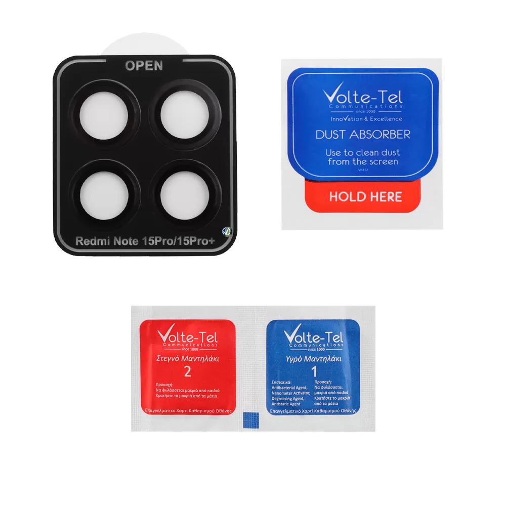 VOLTE-TEL CAMERA GLASS COVER XIAOMI REDMI NOTE 15 PRO 5G 6.77in 9H 0.30MM EASY APPLICATION BLACK - Image 3