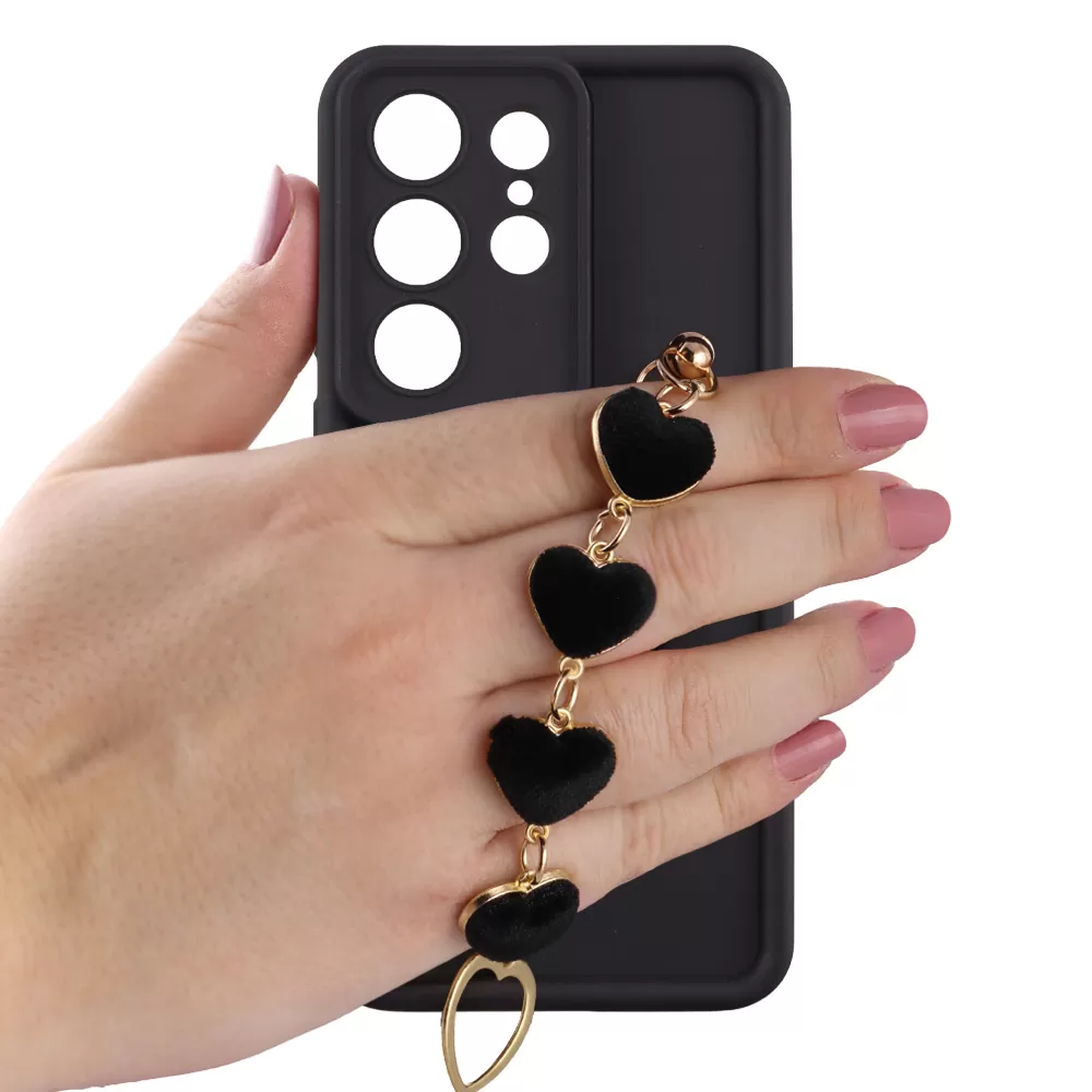 VOLTE-TEL SILICON TPU WITH STRAP ΘΗΚΗ SAMSUNG S26 ULTRA 5G 6.9in  FULL CAMERA PROTECTION BLACK WITH BLACK HEARTS - Image 5