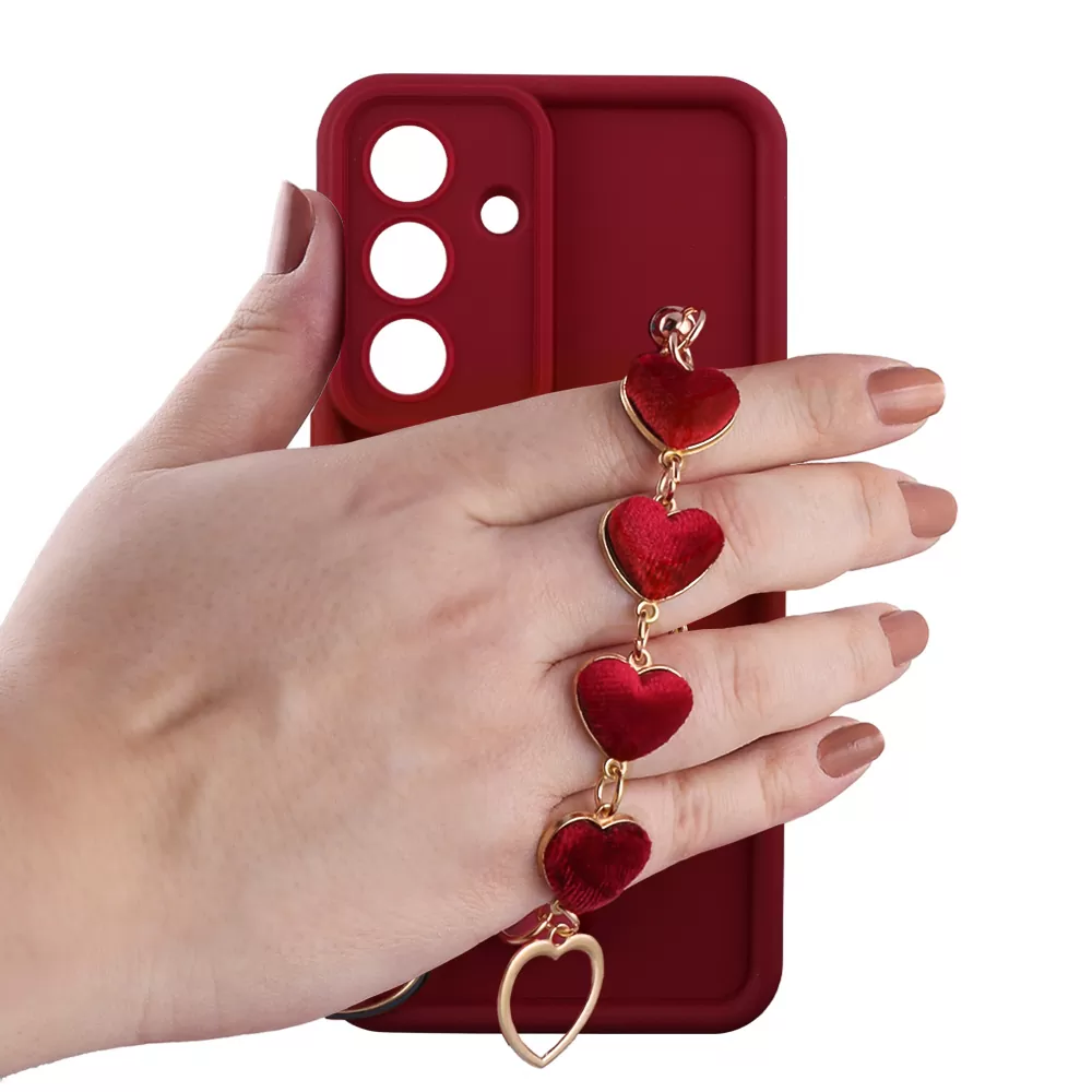 VOLTE-TEL SILICON TPU WITH STRAP ΘΗΚΗ SAMSUNG S26 5G 6.3in  FULL CAMERA PROTECTION BURGUNDY WITH RED HEARTS - Image 5