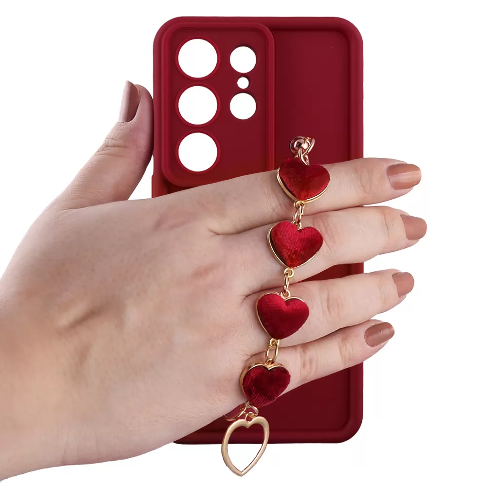 VOLTE-TEL SILICON TPU WITH STRAP ΘΗΚΗ SAMSUNG S26 ULTRA 5G 6.9in  FULL CAMERA PROTECTION BURGUNDY WITH RED HEARTS - Image 5