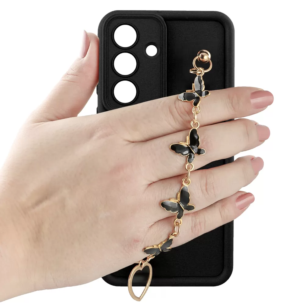 VOLTE-TEL SILICON TPU WITH STRAP ΘΗΚΗ SAMSUNG S26 PLUS 5G 6.7in  FULL CAMERA PROTECTION BLACK WITH BLACK BUTTERFLIES - Image 5