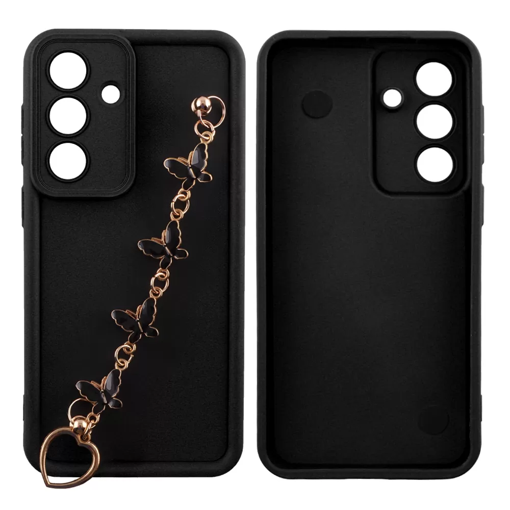 VOLTE-TEL SILICON TPU WITH STRAP ΘΗΚΗ SAMSUNG S26 PLUS 5G 6.7in  FULL CAMERA PROTECTION BLACK WITH BLACK BUTTERFLIES - Image 3