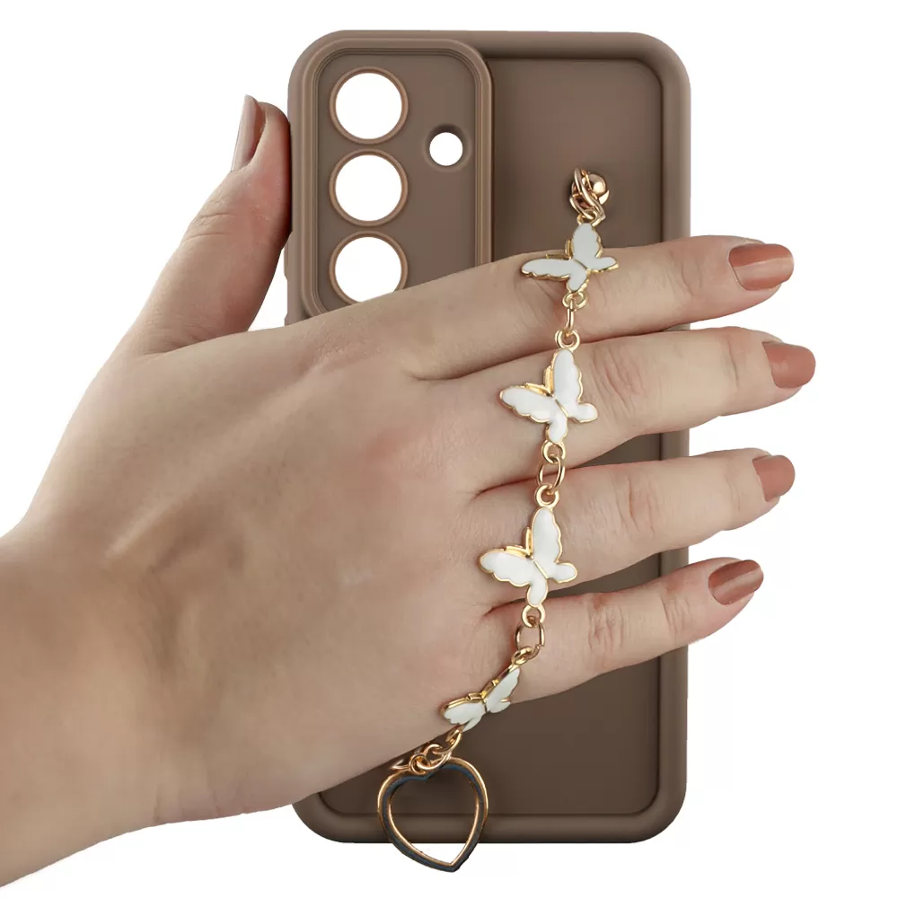 VOLTE-TEL SILICON TPU WITH STRAP ΘΗΚΗ SAMSUNG S26 5G S931 6.3in  FULL CAMERA PROTECTION BROWN WITH WHITE BUTTERFLIES - Image 5