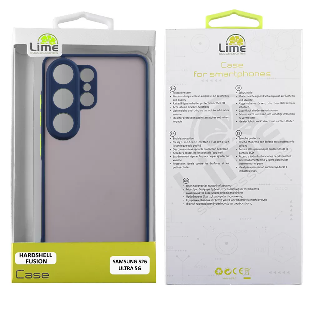LIME HARDSHELL FUSION ΘΗΚΗ SAMSUNG S26 ULTRA 5G 6.9in  FULL CAMERA PROTECTION BLUE WITH YELLOW KEYS - Image 2