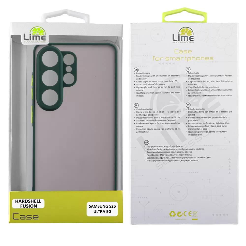 LIME HARDSHELL FUSION ΘΗΚΗ SAMSUNG S26 ULTRA 5G 6.9in  FULL CAMERA PROTECTION GREEN WITH YELLOW KEYS - Image 2