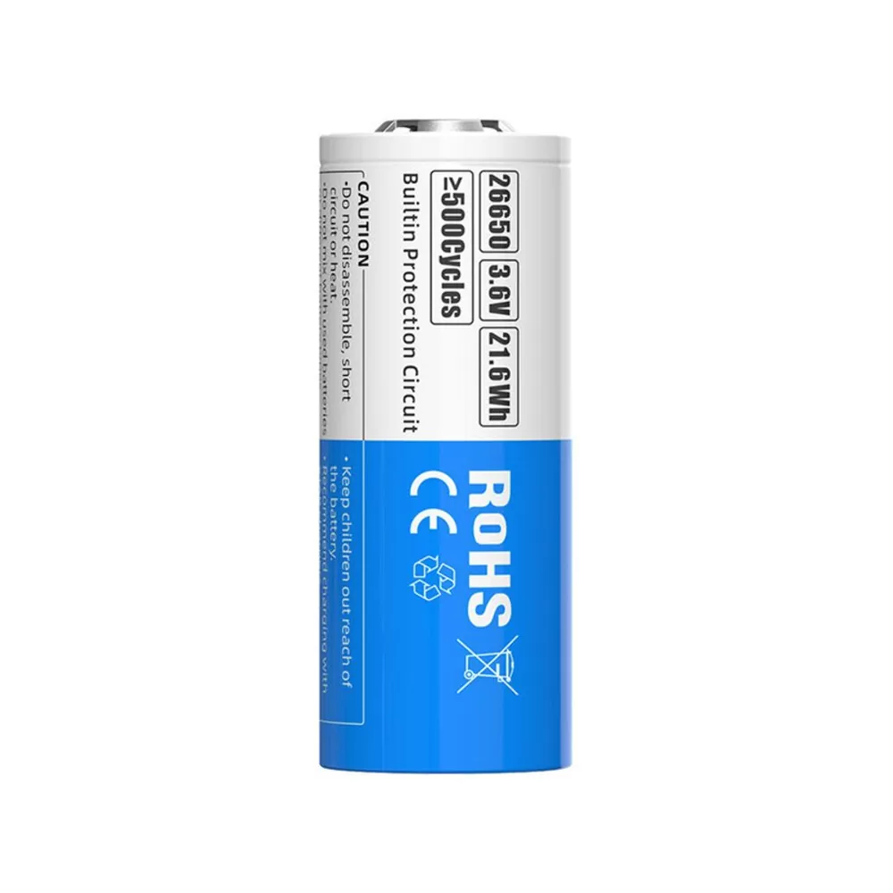 XTAR ΜΠΑΤΑΡΙΑ ΕΠΑΝΑΦΟΡΤΙΖΟΜΕΝΗ ΛΙΘΙΟΥ 26650 3.6V 6000mAh Li-ion ΜΕ ΠΡΟΣΤΑΣΙΑ - Image 2