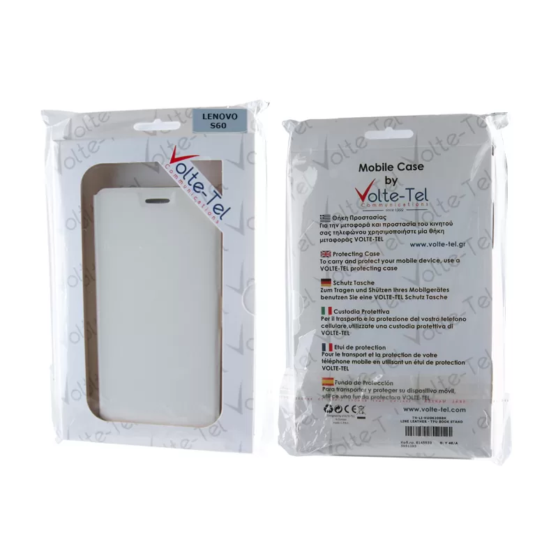 VOLTE-TEL ΘΗΚΗ LENOVO S60 PU LEATHER BOOK-STAND WHITE - Image 2