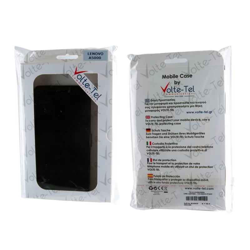 VOLTE-TEL ΘΗΚΗ LENOVO A5000 5.0" PU LEATHER BOOK-STAND BLACK - Image 2