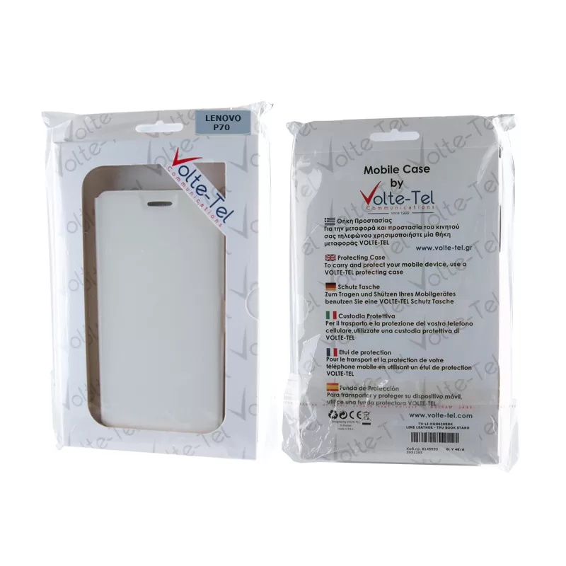 VOLTE-TEL ΘΗΚΗ LENOVO P70 5.0" PU LEATHER BOOK-STAND WHITE - Image 2