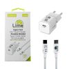 LIME TYPE C MINI GAN PD 3.0 SUPER FAST TRAVEL LGC25W 5V 4.0A/ 9V 2.77A 25W+ BRAIDED ΦΟΡΤΙΣΗΣ-DATA LBCC01 TYPE C TO TYPE C 68W