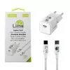 LIME TYPE C MINI GAN PD 3.0 SUPER FAST TRAVEL LGC25W 5V 4.0A/ 9V 2.77A 25W+ BRAIDED ΦΟΡΤΙΣΗΣ-DATA LBCC01 TYPE C TO TYPE C 68W