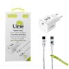 LIME TYPE C GAN PD 3.0 SUPER FAST TRAVEL QC 3.0 LGC45W 5V 4.0A /9V 4A 45W + ΦΟΡΤΙΣΗΣ-DATA LBCC01 TYPE C TO TYPE C 68W WHITE