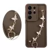 VOLTE-TEL SILICON TPU WITH STRAP ΘΗΚΗ SAMSUNG S26 ULTRA 5G S931 6.9in  FULL CAMERA PROTECTION BROWN WITH WHITE BUTTERFLIES