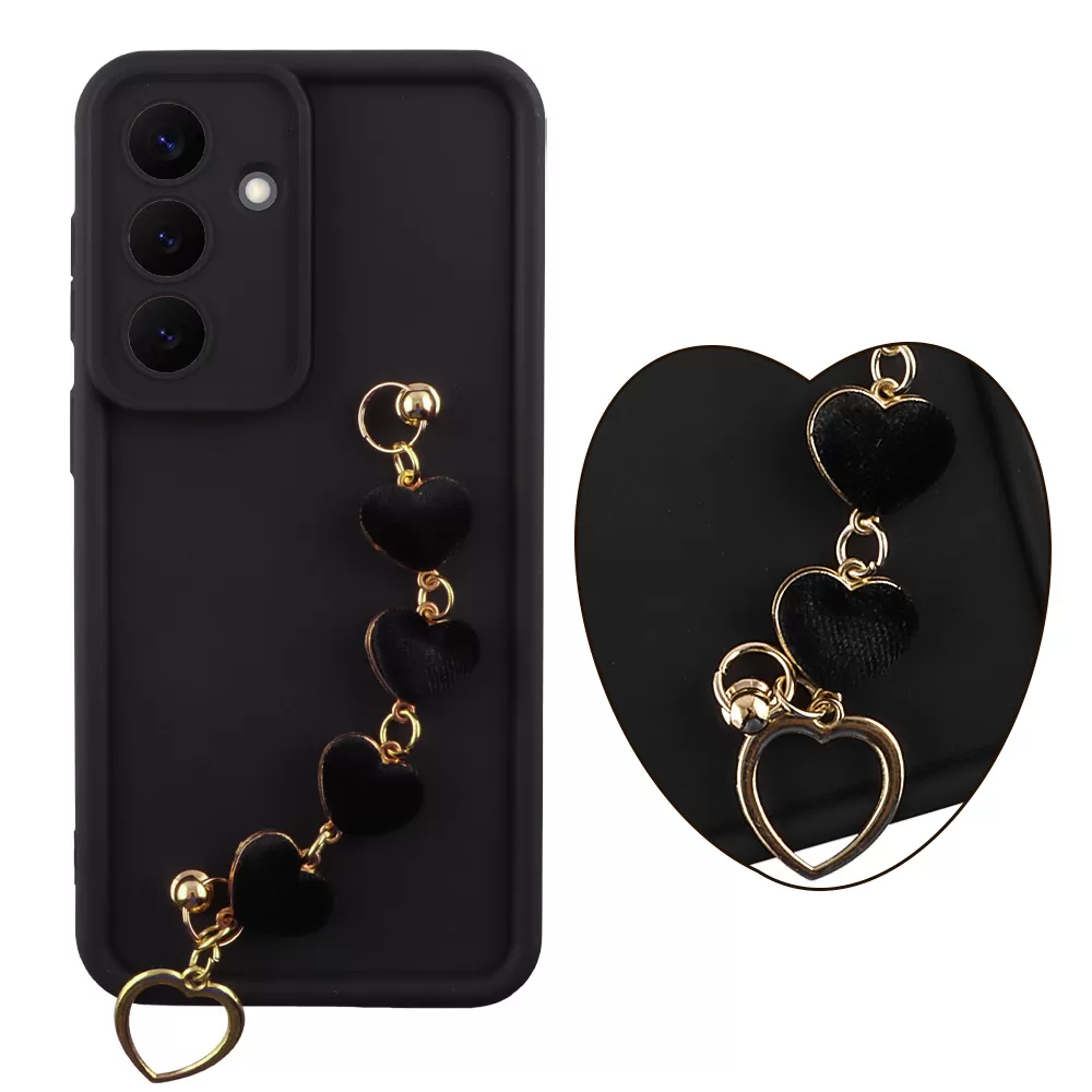 VOLTE-TEL SILICON TPU WITH STRAP ΘΗΚΗ SAMSUNG S26 PLUS 5G 6.7in  FULL CAMERA PROTECTION BLACK WITH BLACK HEARTS