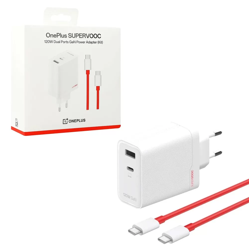 TRAVEL ONEPLUS SUPERVOOC DUAL USB-A / TYPE C 120W 7.3A +USB DATA TYPE C TO TYPE C 10A WHITE PACKING OR