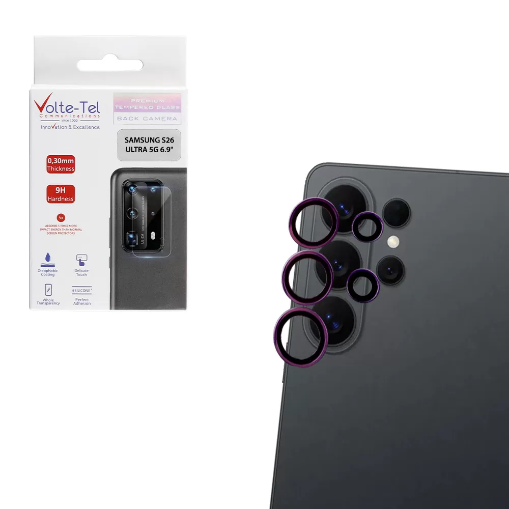 VOLTE-TEL CAMERA GLASS COVER SAMSUNG S26 ULTRA 5G 6.9in 9H 0.30MM PREMIUM EASY APPLICATION PURPLE