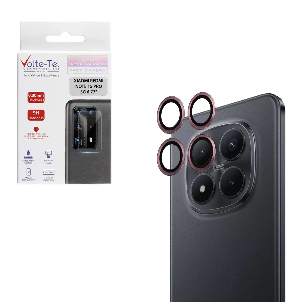 VOLTE-TEL CAMERA GLASS COVER XIAOMI REDMI NOTE 15 PRO 5G 6.77in 9H 0.30MM EASY APPLICATION PINK
