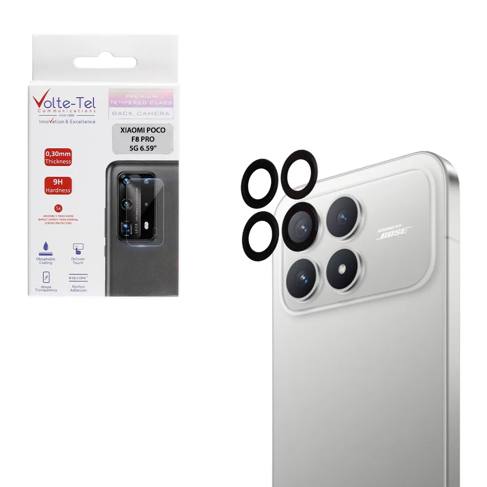 VOLTE-TEL CAMERA GLASS COVER XIAOMI POCO F8 PRO 6.59in 9H 0.30MM EASY APPLICATION BLACK