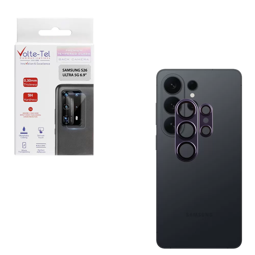 VOLTE-TEL CAMERA GLASS COVER SAMSUNG S26 ULTRA 5G 6.9in 9H 0.30MM 3D AR ALUMINIUM-ELECTROPLATING FRAME PURPLE