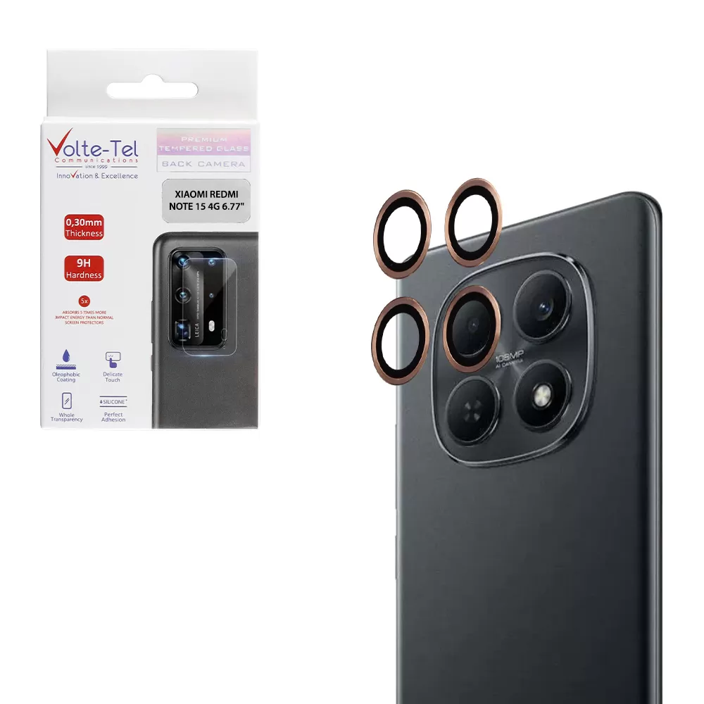 VOLTE-TEL CAMERA GLASS COVER XIAOMI REDMI NOTE 15 4G 6.77in 9H 0.30MM EASY APPLICATION GOLD