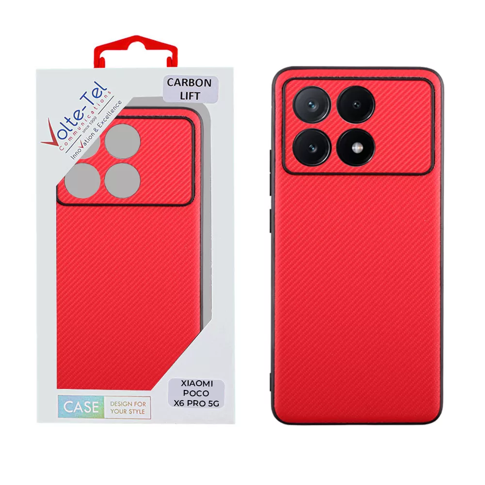 VOLTE-TEL CARBON LIFT ΘΗΚΗ XIAOMI POCO X6 PRO 5G 6.67in  FULL CAMERA PROTECTION RED