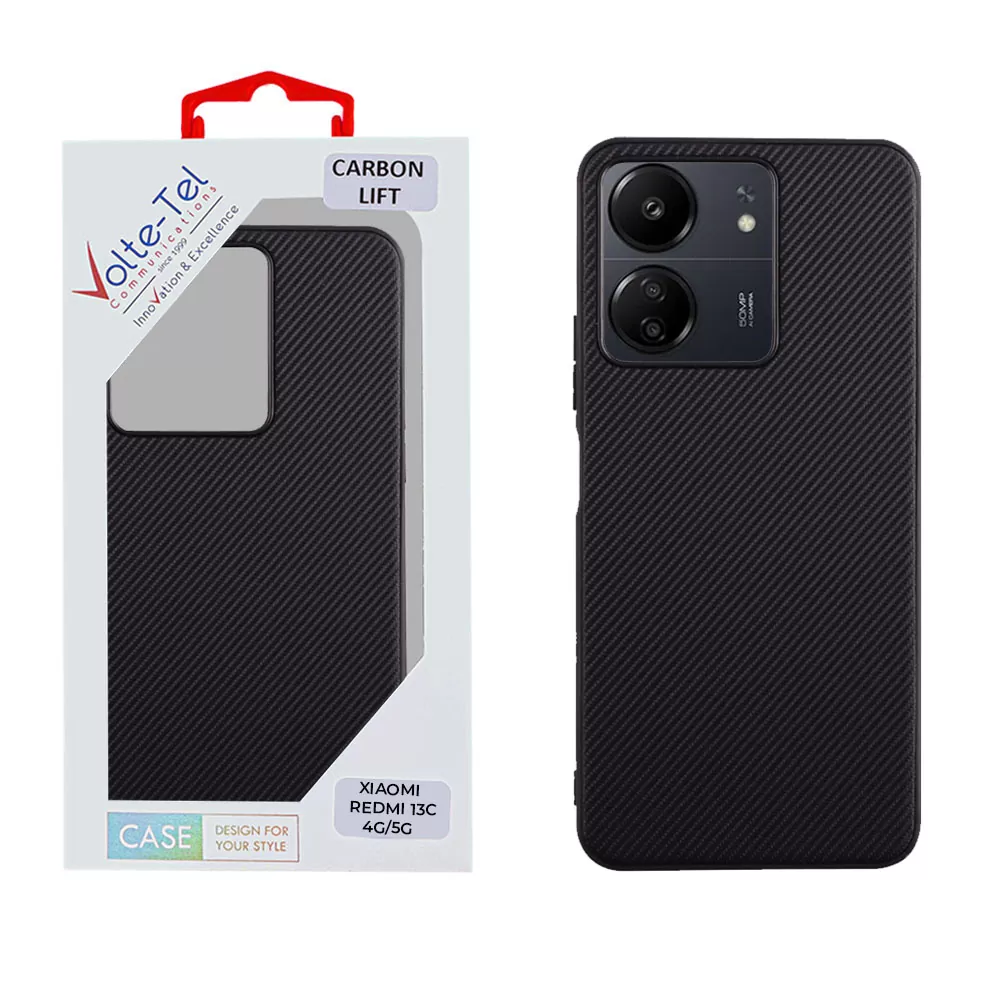 VOLTE-TEL CARBON LIFT ΘΗΚΗ XIAOMI REDMI 13C 4G/5G 6.74in  CAMERA GUARD PROTECTION BLACK