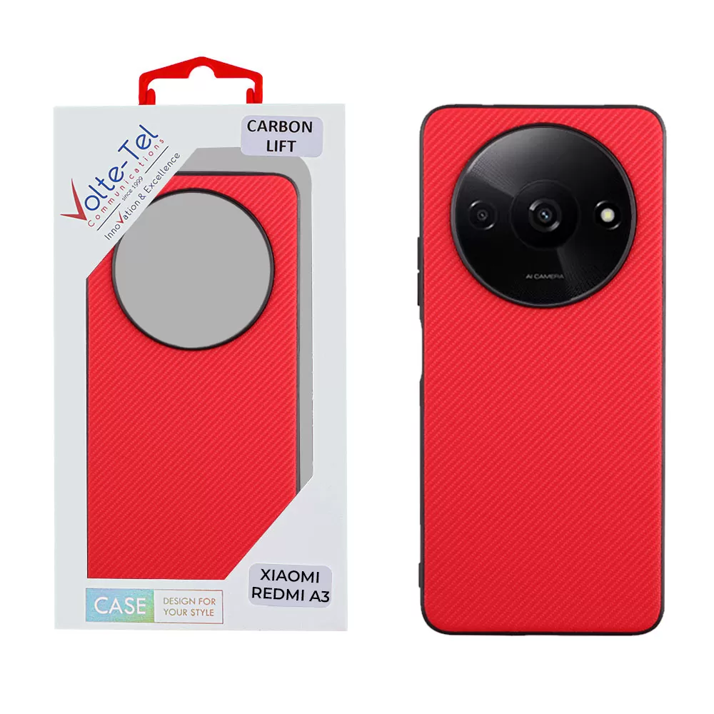 VOLTE-TEL CARBON LIFT ΘΗΚΗ XIAOMI REDMI A3 4G/A3X 4G 6.71in  CAMERA GUARD PROTECTION RED