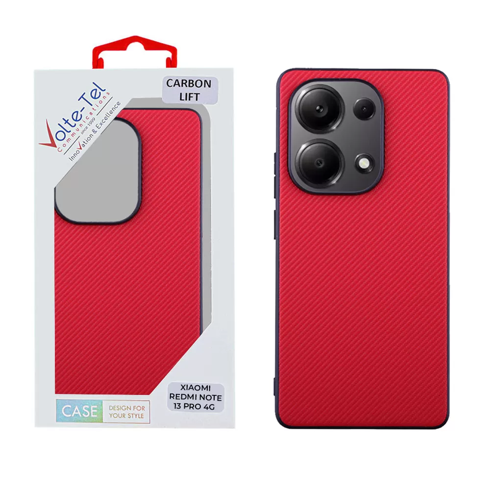 VOLTE-TEL CARBON LIFT ΘΗΚΗ XIAOMI REDMI NOTE 13 PRO 4G 6.67in  CAMERA GUARD RED