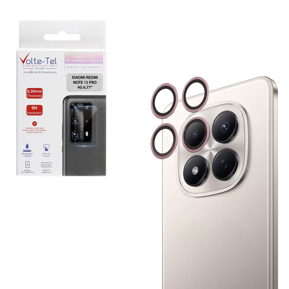 VOLTE-TEL CAMERA GLASS COVER XIAOMI REDMI NOTE 15 PRO 4G 6.77in 9H 0.30MM EASY APPLICATION PINK