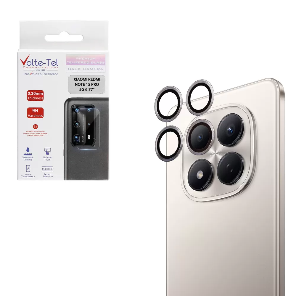 VOLTE-TEL CAMERA GLASS COVER XIAOMI REDMI NOTE 15 PRO 5G 6.77in 9H 0.30MM EASY APPLICATION SILVER