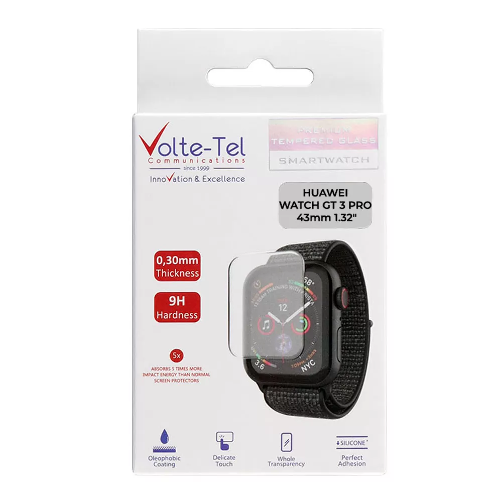 VOLTE-TEL TEMPERED GLASS HUAWEI WATCH GT 3 PRO 43mm 1.32in 9H 0.30mm 2.5D FULL GLUE FULL COVER - Image 2