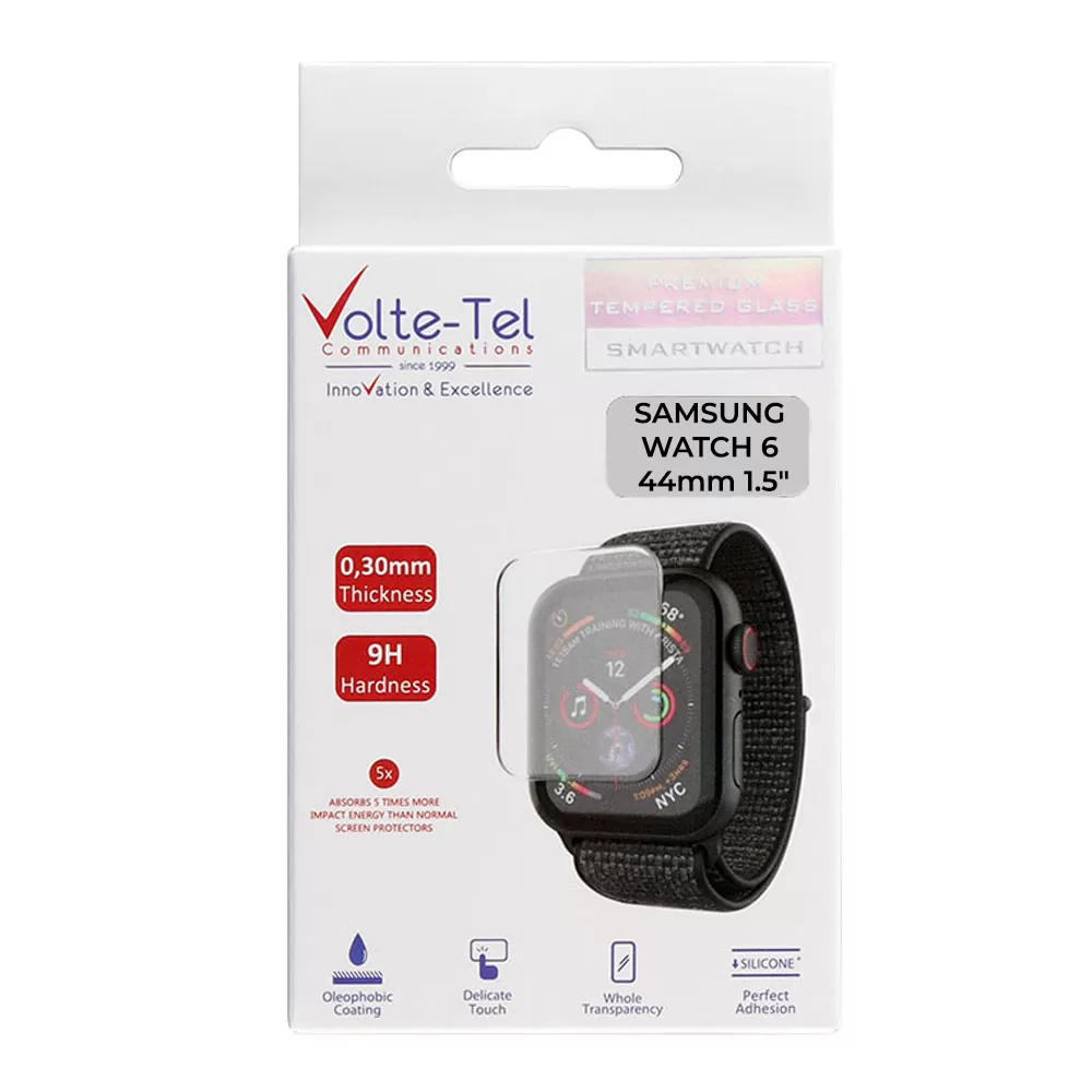 VOLTE-TEL TEMPERED GLASS SAMSUNG WATCH 6 44mm R940/R945 1.5in 9H 0.30mm 2.5D FULL GLUE FULL COVER - Image 2
