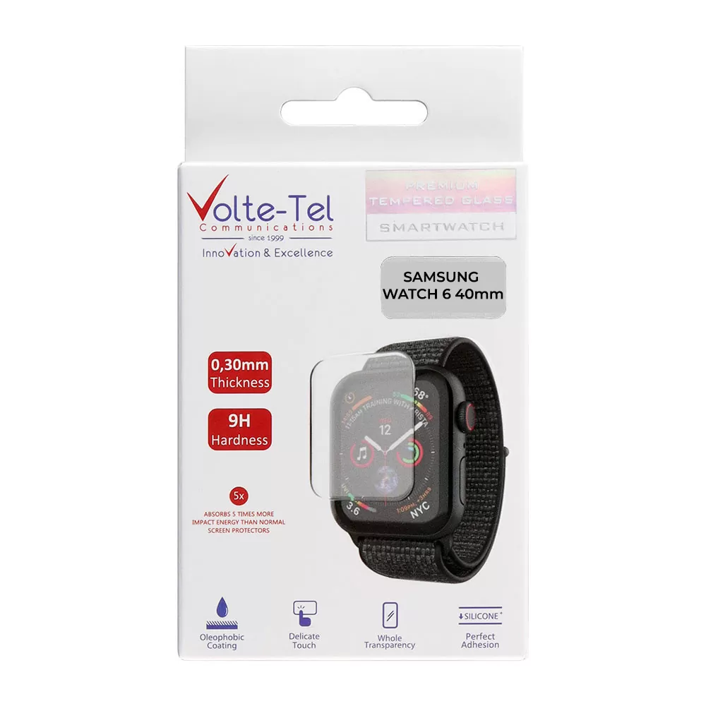 VOLTE-TEL TEMPERED GLASS SAMSUNG WATCH 6 40mm R930/R935 1.30in 9H 0.30mm 2.5D FULL GLUE FULL COVER BLACK - Image 2