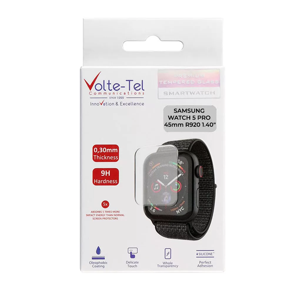 VOLTE-TEL TEMPERED GLASS SAMSUNG WATCH 5 PRO 45mm R920 1.4in 9H 0.30mm 2.5D FULL GLUE FULL COVER - Image 2