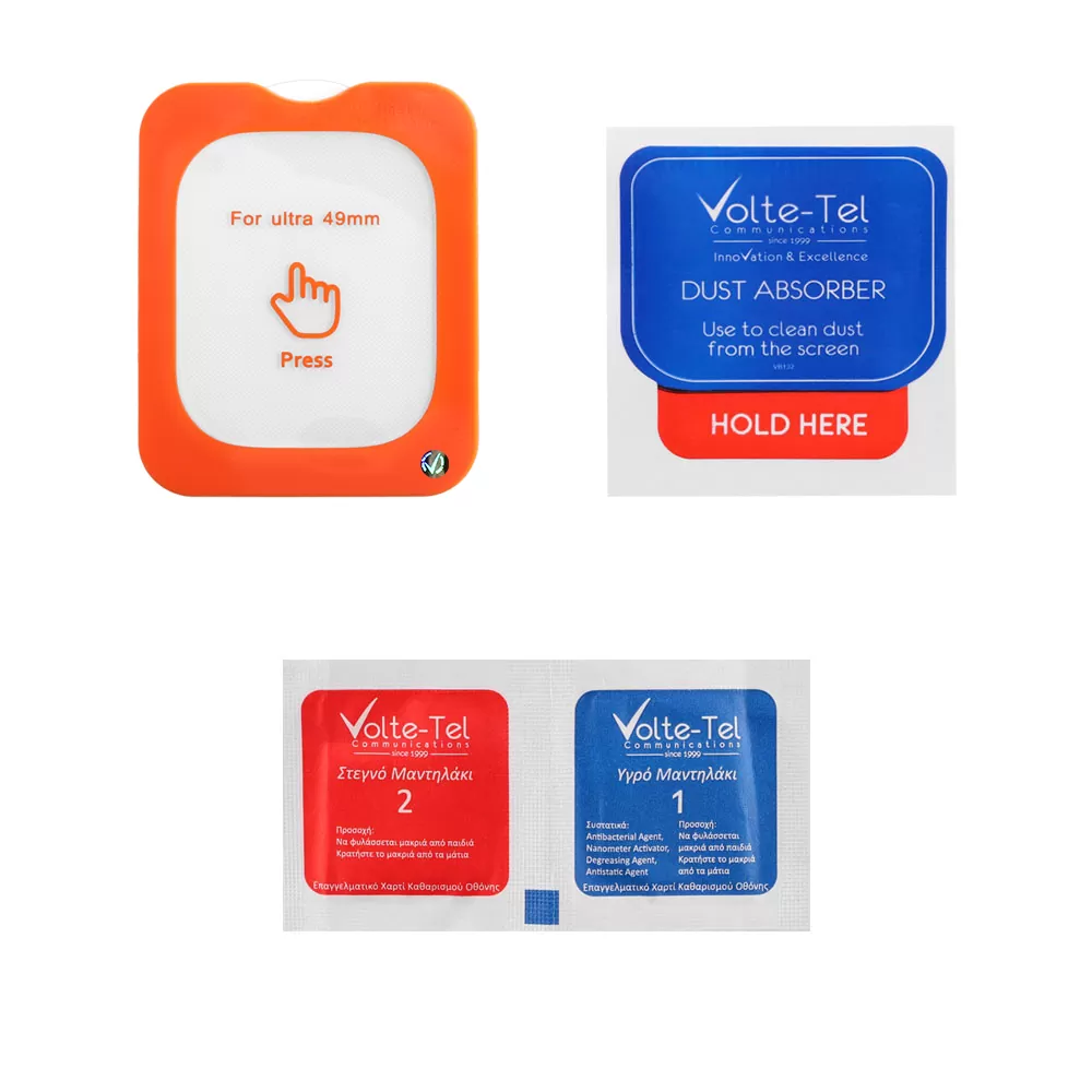 VOLTE-TEL TEMPERED GLASS APPLE WATCH ULTRA/ULTRA 2 49mm 1.92in 9H 0.30mm 2.5D EASY APPLICATION FULL GLUE FULL COVER TRANSPARENT - Image 3