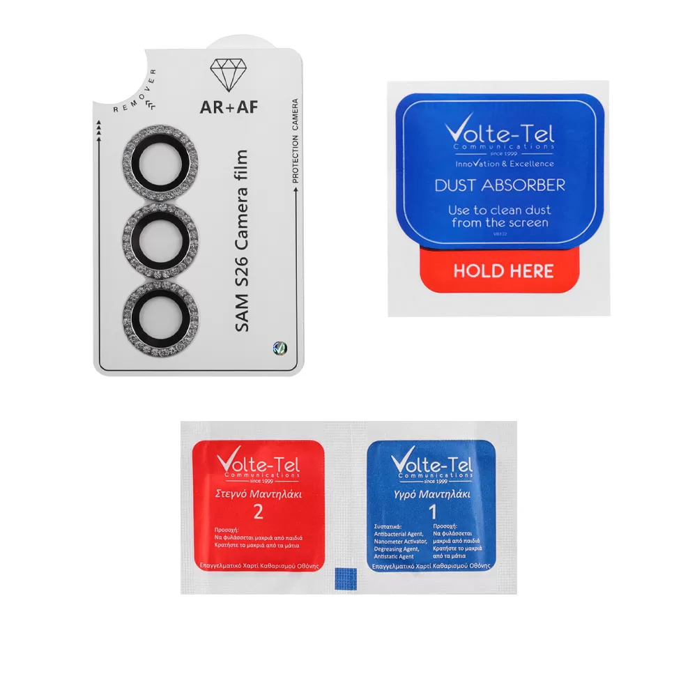 VOLTE-TEL CAMERA GLASS COVER SAMSUNG S26 5G 6.3in 9H 0.33MM EASY APPLICATION WITH STRASS SILVER - Image 3