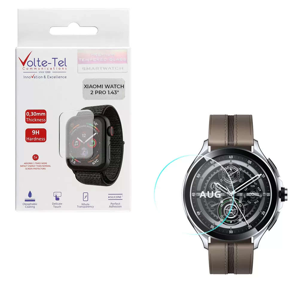 VOLTE-TEL TEMPERED GLASS XIAOMI WATCH 2 PRO 1.43in 9H 0.30mm 2.5D FULL GLUE FULL COVER