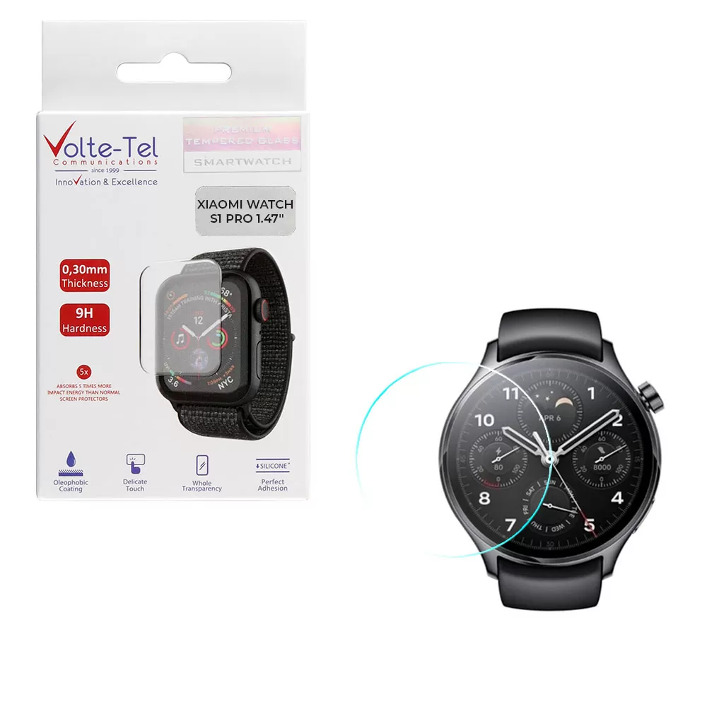 VOLTE-TEL TEMPERED GLASS XIAOMI WATCH S1 PRO 1.47in 9H 0.30mm 2.5D FULL GLUE FULL COVER