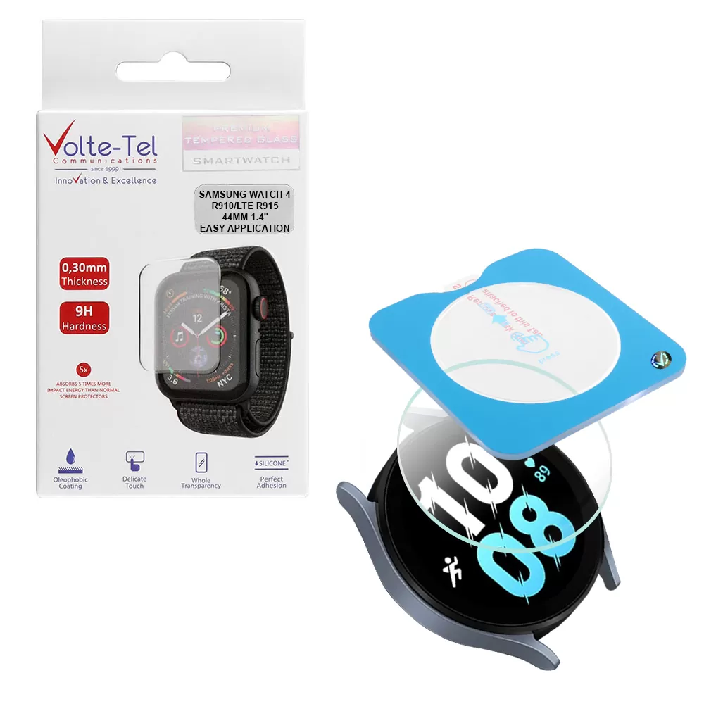 VOLTE-TEL TEMPERED GLASS SAMSUNG WATCH 5 44MM 1.4in 9H 0.30mm 2.5D EASY APPLICATION FULL GLUE FULL COVER TRANSPARENT