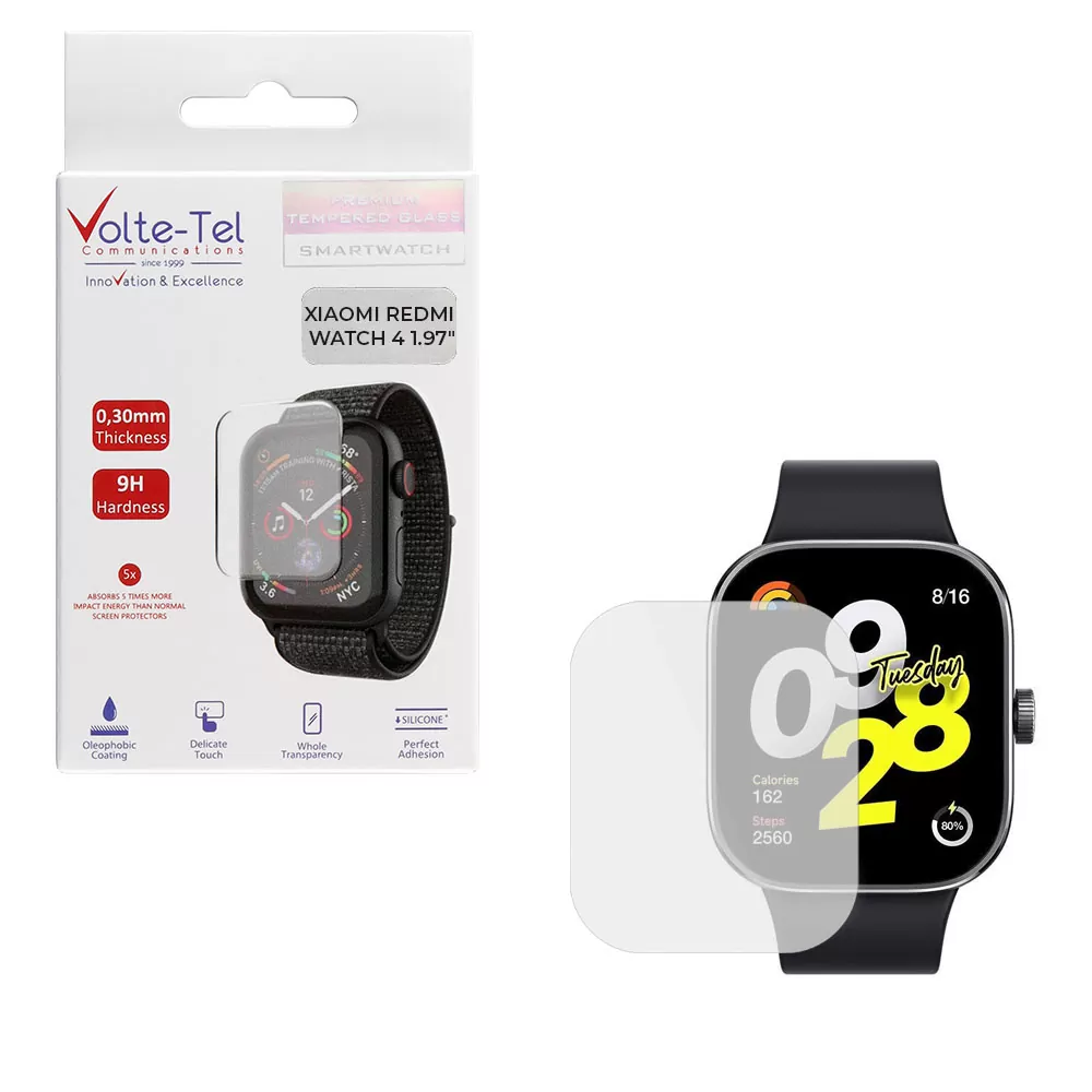VOLTE-TEL TEMPERED GLASS XIAOMI REDMI WATCH 4 1.97in 9H 0.30mm 2.5D FULL GLUE FULL COVER