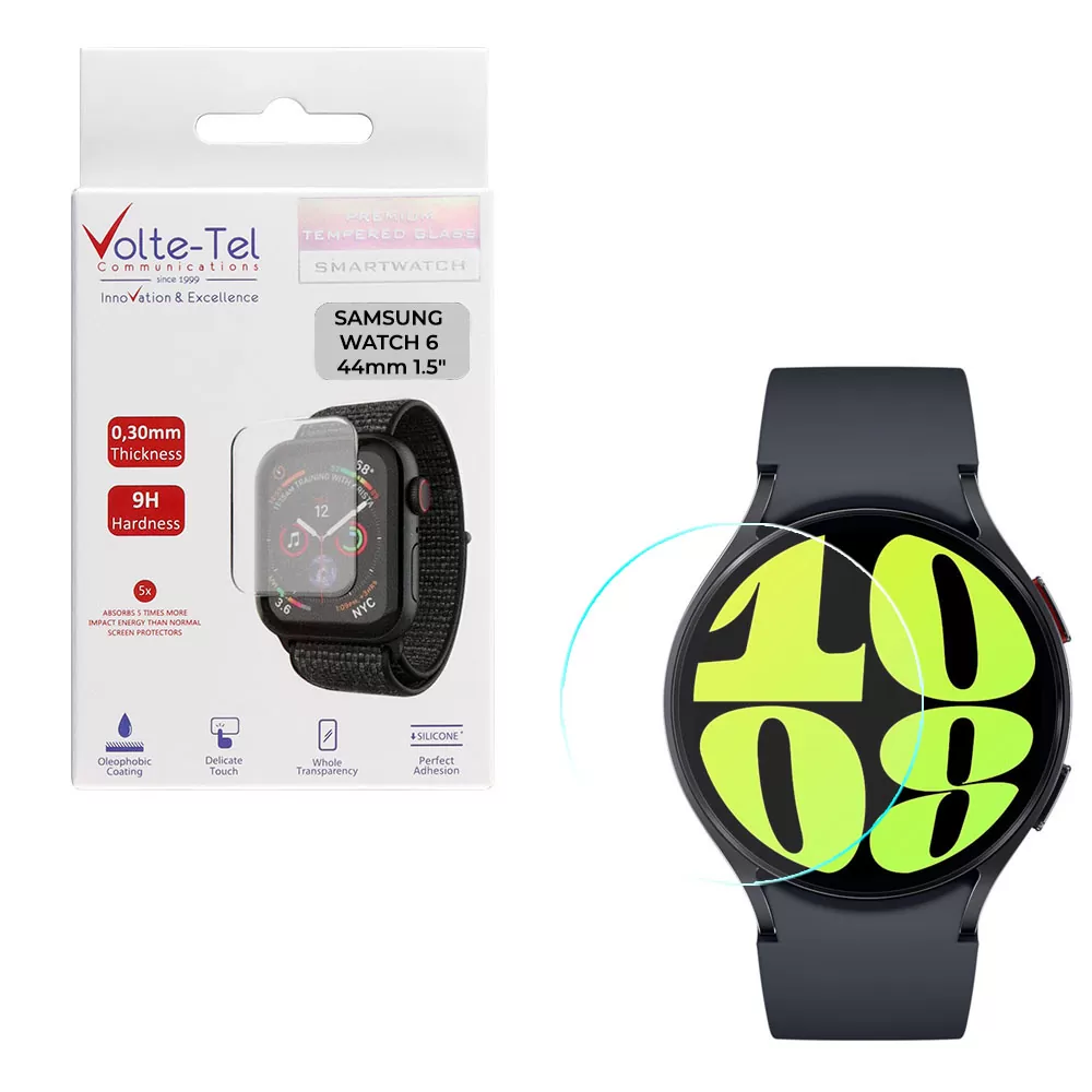 VOLTE-TEL TEMPERED GLASS SAMSUNG WATCH 6 44mm R940/R945 1.5in 9H 0.30mm 2.5D FULL GLUE FULL COVER