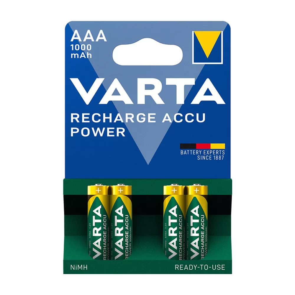 VARTA ΜΠΑΤΑΡΙΕΣ ΕΠΑΝΑΦΟΡΤΙΖΟΜΕΝΕΣ AAA/HR03 1.2V 1000mAh Ni-MH RECHARGE ACCU POWER READY TO USE 4/BLISTER