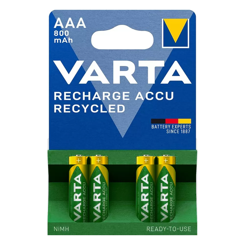 VARTA ΜΠΑΤΑΡΙΕΣ ΕΠΑΝΑΦΟΡΤΙΖΟΜΕΝΕΣ AAA/HR03 1.2V 800mAh Ni-MH RECHARGE ACCU POWER READY TO USE 4/BLISTER