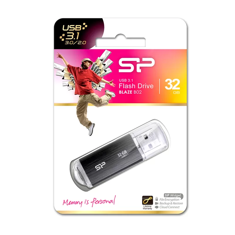 SILICON POWER USB FLASH DRIVE 32GB USB 3.2 BLAZE B02 SP032GBUF3B02V1K BLACK - Image 2