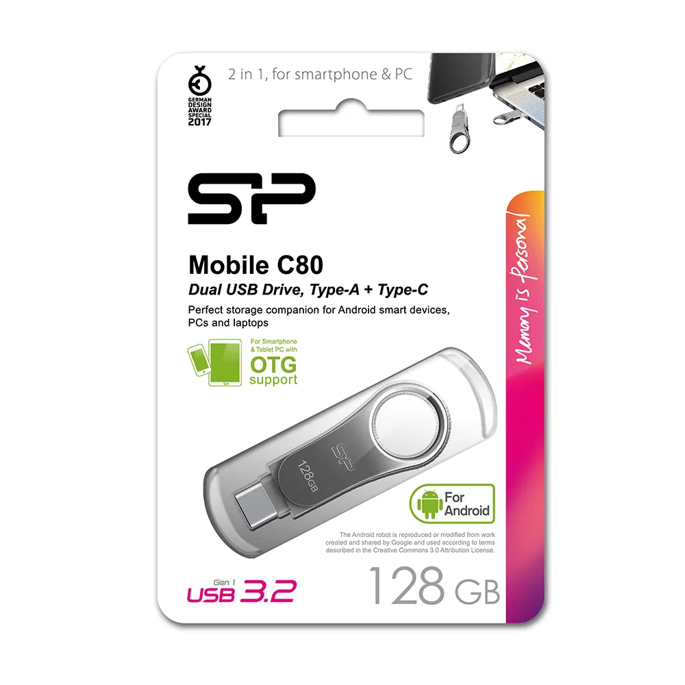 SILICON POWER USB - TYPE C FLASH DRIVE 128GB USB 3.2+OTG C80 SP128GBUC3C80V1S - Image 4